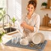 Silicone Dish Drying Mat Medium Size Flexible Non-Slip Water Draining Mat with Wave Pattern for Kitchen Sink Countertop Use