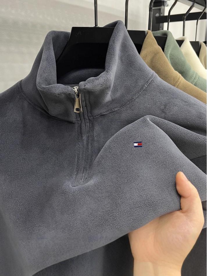 Tommy Herren Polarfleece Reißverschluss Hoodie - Herbst/Winter Sherpa Jacke, Warmer Pullover Basisschicht für mittleres und junges Alter