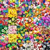 Diy Soft Pottery Bead Separation Mixed Color Fruit Cartoon English Letters Perforated Loose Beads, Sliced Bracelet Material