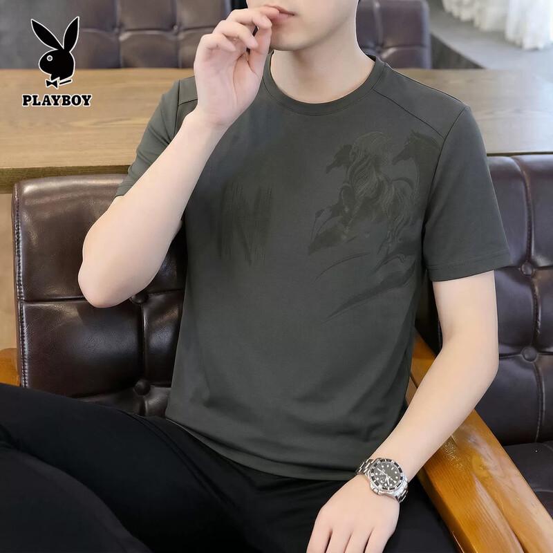 PLAYBOY Men's Ice Silk Short Sleeve T-Shirt
