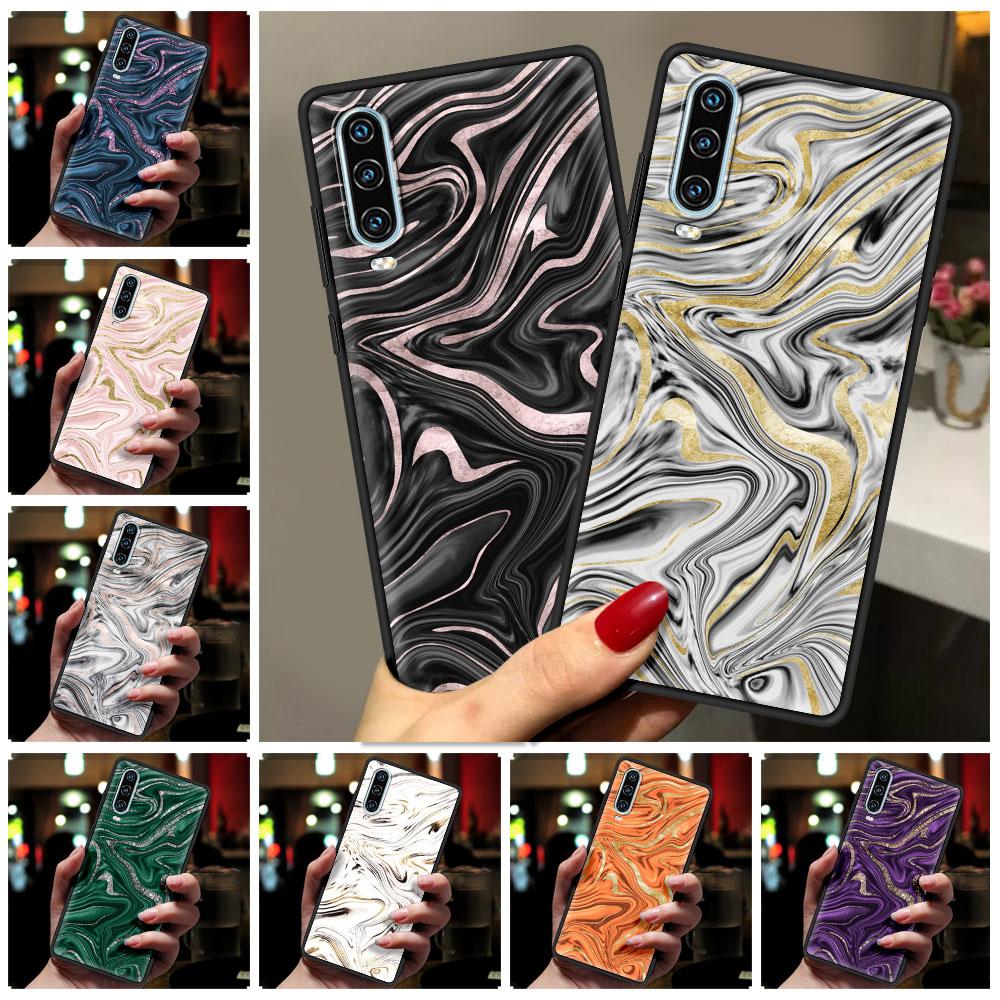 Marble Pattern Gold Glitter Case For Huawei P50 P40 P30 Lite E P20 Pro Y9 Y7 Y6 2019 P Smart 2021 Z Y6p Y7a Y9s Phone Cover Soft