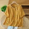 DIMANAF 2026 Plus Size Summer Women Blouse Shirts Tunic Oversize Loose Casual Cotton Linen Lady Tops Embroidery Floral