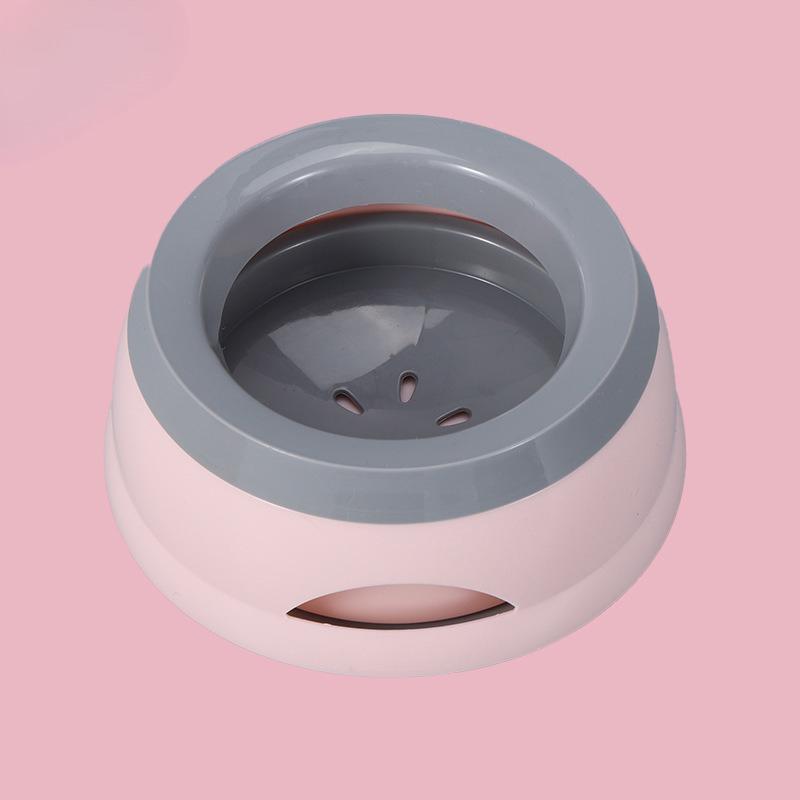 

Портативная миска для кошек с бутылкой для воды для путешествий, кемпинга на открытом воздухе, кормушка для домашних животных светло-розовый