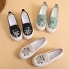 Sommer Neue Ländlicher Stil Damen Schuhe Bestickte Stoffschuhe Einschlupf Leinwand Student Vielseitig Atmungsaktiv Fischer Schuhe