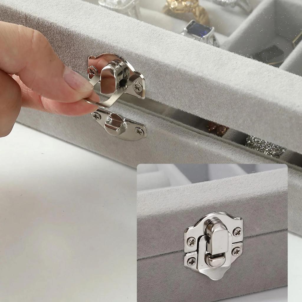 Velvet Jewelry Organizer Box with Clear Lid Dust-Proof Ring and Earring Storage Case for Multiple Pieces