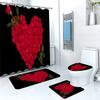 Modern Flowers And Butterfly Waterproof Shower Curtain Set Toilet Seat Cover Bath Nonslip Mat Rug Carpet Bathroom Decor Washable