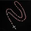 1pcs White Gold-plated Necklace Ladies Faith Cross Pink White Peach Heart Handmade Curved Needle Beads Combination Jewelry