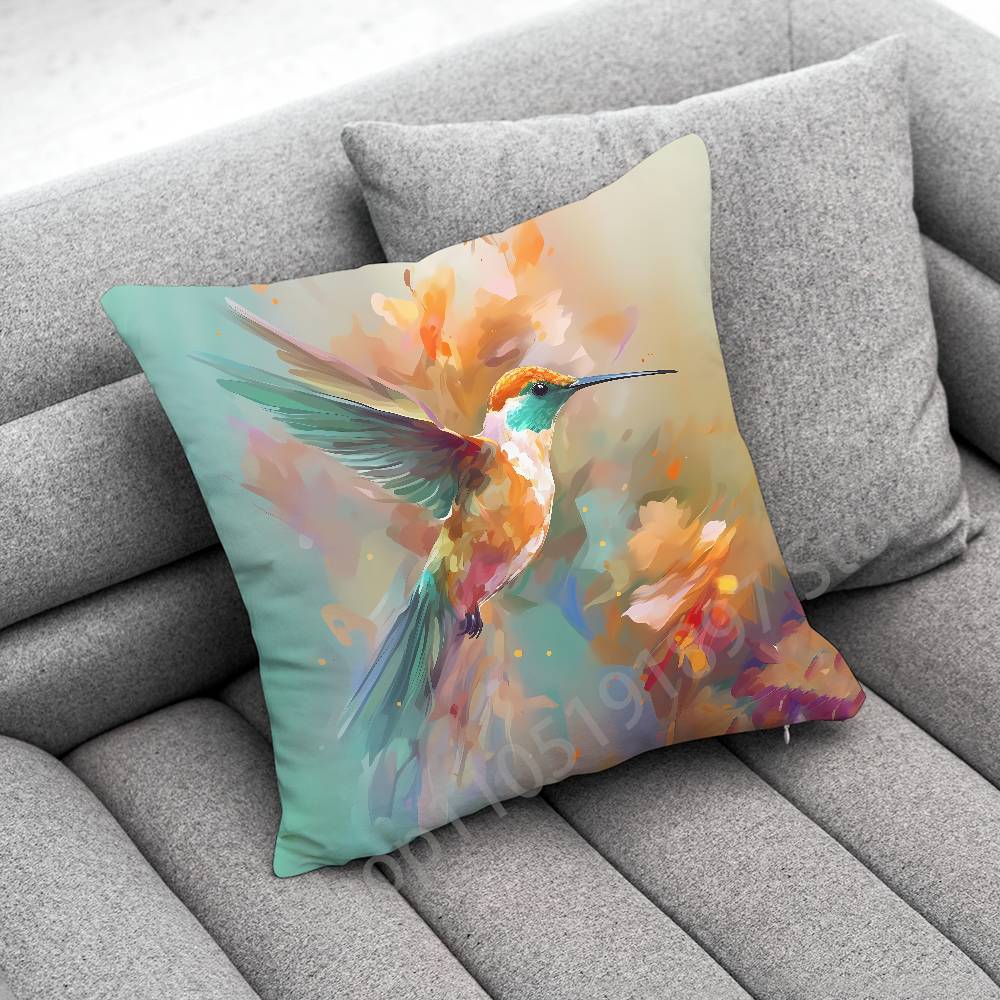 Colorful Bird Hummingbird Throw Pillow Case For 50x50cm 30x30cm 55x55cm 45x45cm 40x40cm Square Bed Pillowcase Cover