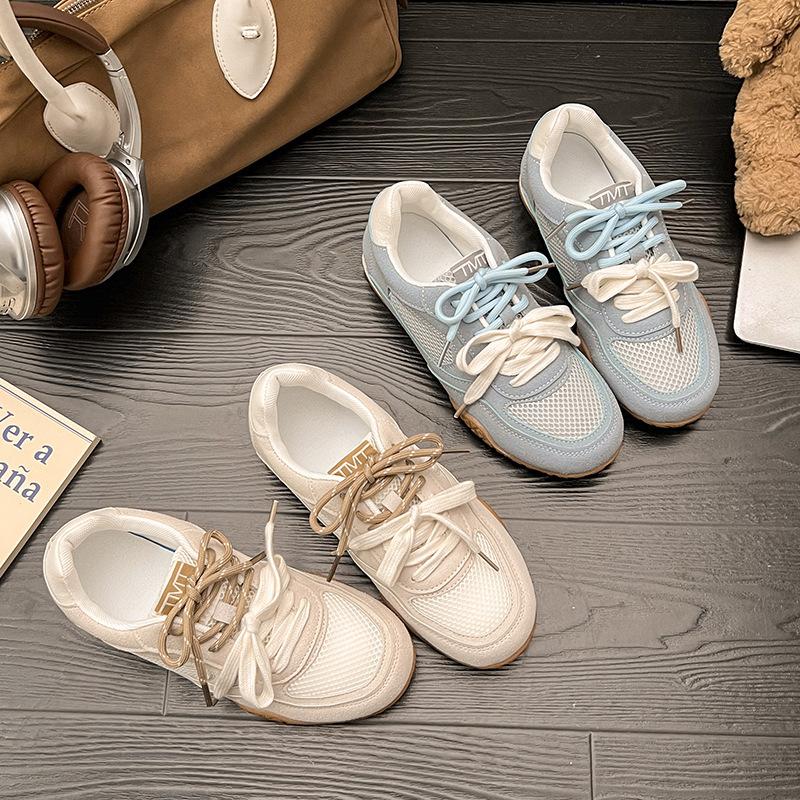 Ugly cute casual lace-up flat-soled Forrest Gump shoes 2025 spring new comfortable and breathable casual sports dad German training shoes