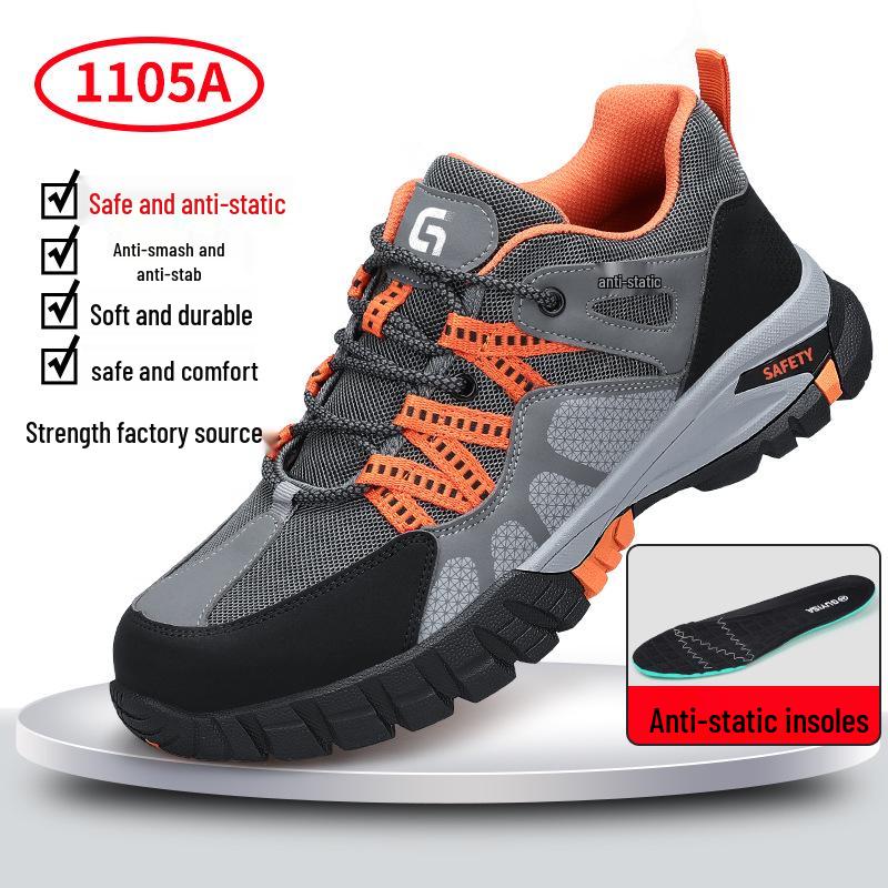 Four Seasons Fly-Knit Protective Work Shoes: Anti-Smashing, Anti-Piercing, and Anti-Static.