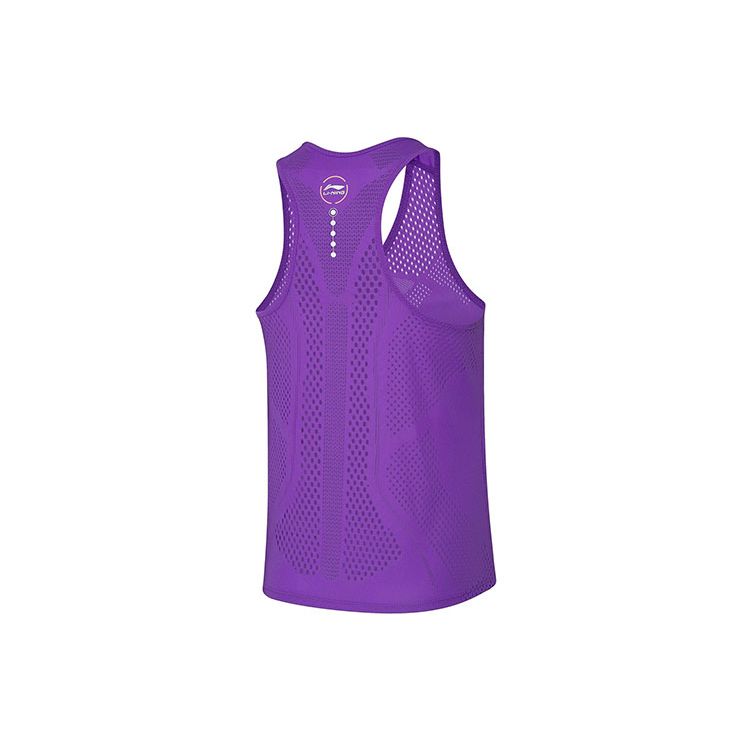 Li Ning Reflective Quick-Dry Slim Fit Competition Sports Vest Women tops Purple AAYR350-2