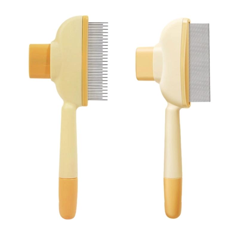 

2pcs Dog Cats Grooming Comb Stainless Steel Bristles SelfCleaning Design Double Row Teeth Comb For Loose Furs Removal жёлтый