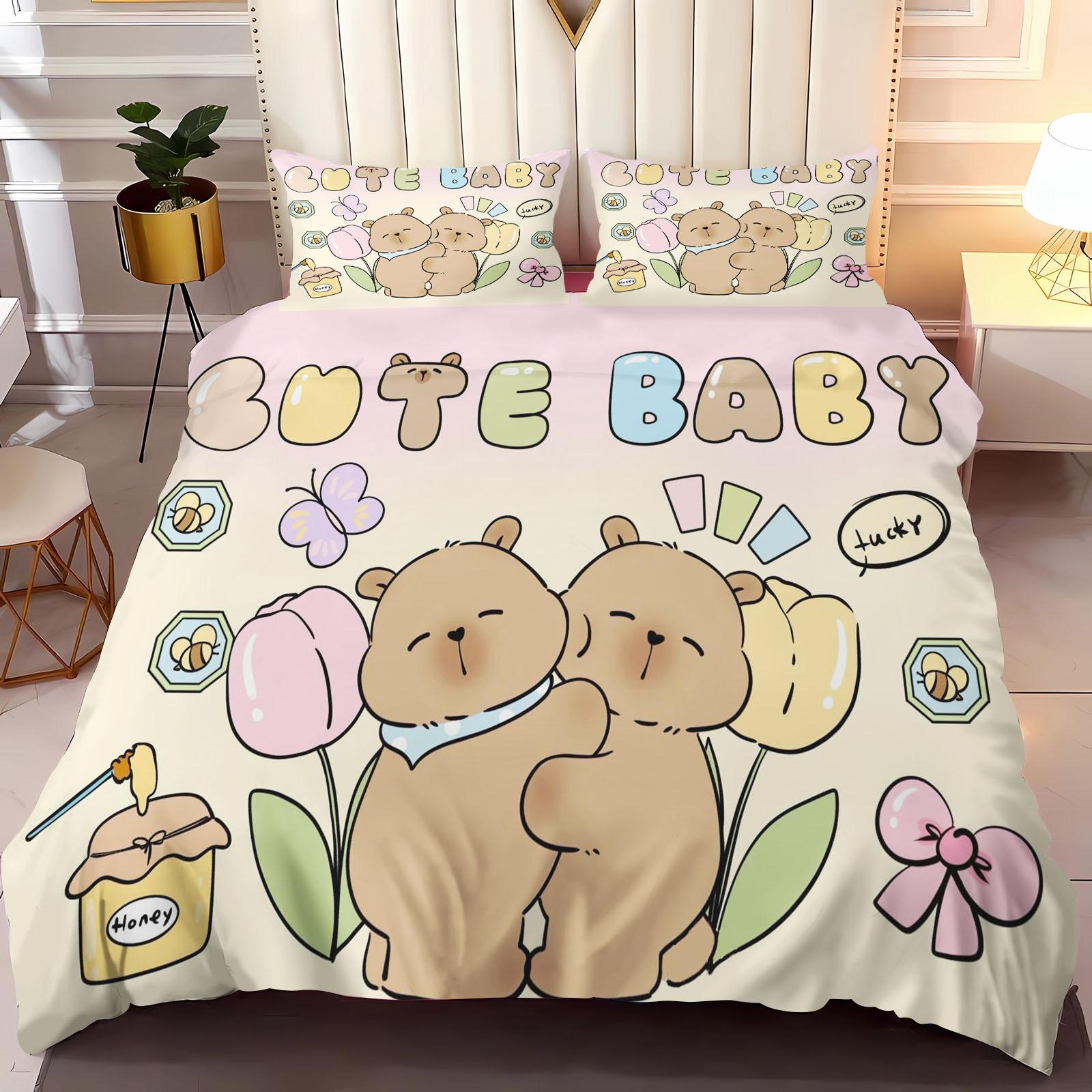 

Comforter Capybaraanime Home Bedroom Comforte Nordic Polyester Material Suitable For Children And Adults 3-Piece Set Comforter (quilt)-EU Single(135*200cm)3pcs