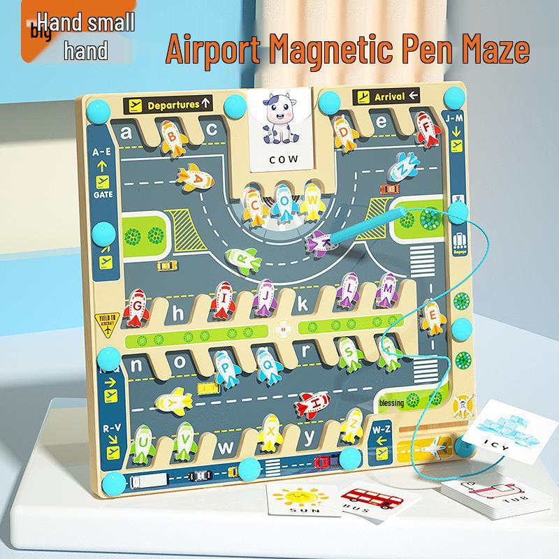 

Magnetic Airport Maze: Color Sorting & Counting Educational Toy