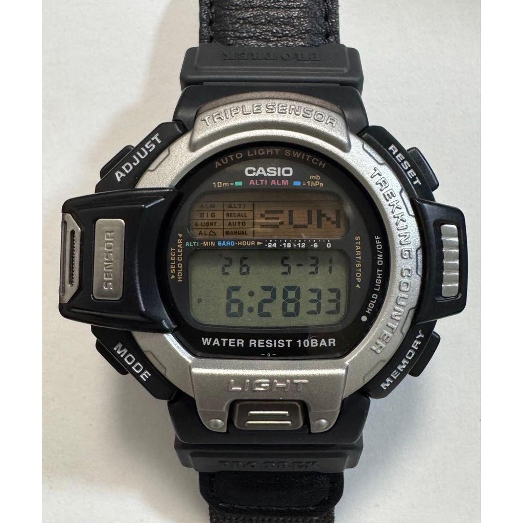 Used CASIO PROTREK PRT-60BJ-1 Trekking Counter 10 ATM Water Resistant Auto EL Light Full Auto Calendar Unused