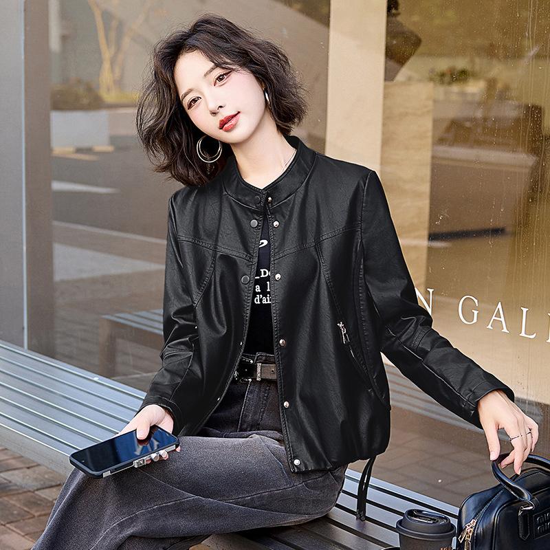 Loose Leather Jacket Women's Jacket Short Jacket Spring and Autumn Temperament Fashion Small Casual Motorcycle Clothes