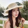 French Fashion Lace Flat Top Straw Hat Women'S Summer Outdoor Travel Sun Hat Sunshade Sun Protection Hat
