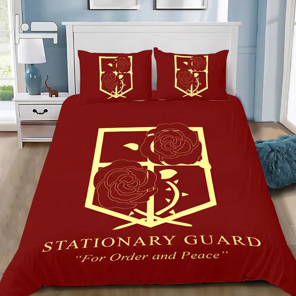 Cartoon Anime Attack On Titan Duvet Cover Pillowcase Bedding Set Adult Boy Girl Bedroom Decoration Children Single Double Size
