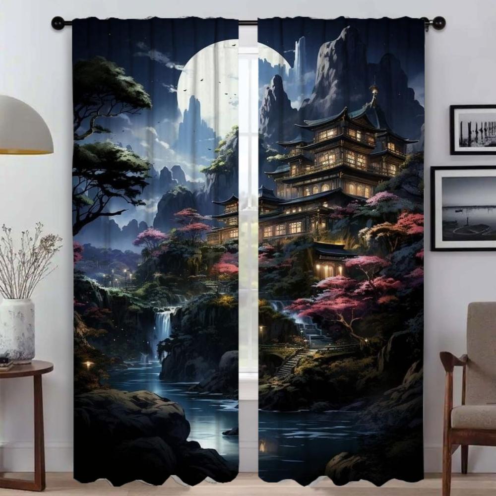 

Шторы для гостиной Шторы для комнаты 2 панели Японский стиль Шторы Хэллоуин Украшение Раздел Домашний интерьер Шторы Ребенок W50xH70cmx2pcs-CL
