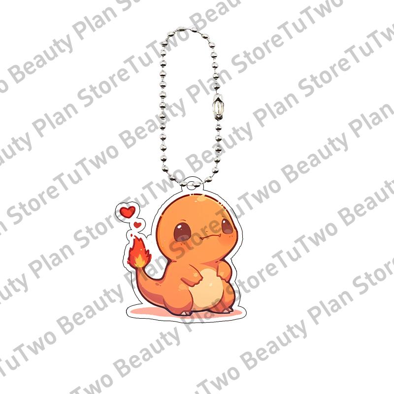 Anime Bulbasaur Squirtle Charmander Cartoon Key Chain Couple Girls Boys Acrylic Backpack Pendant Charm Family Gifts Jewelry Toys
