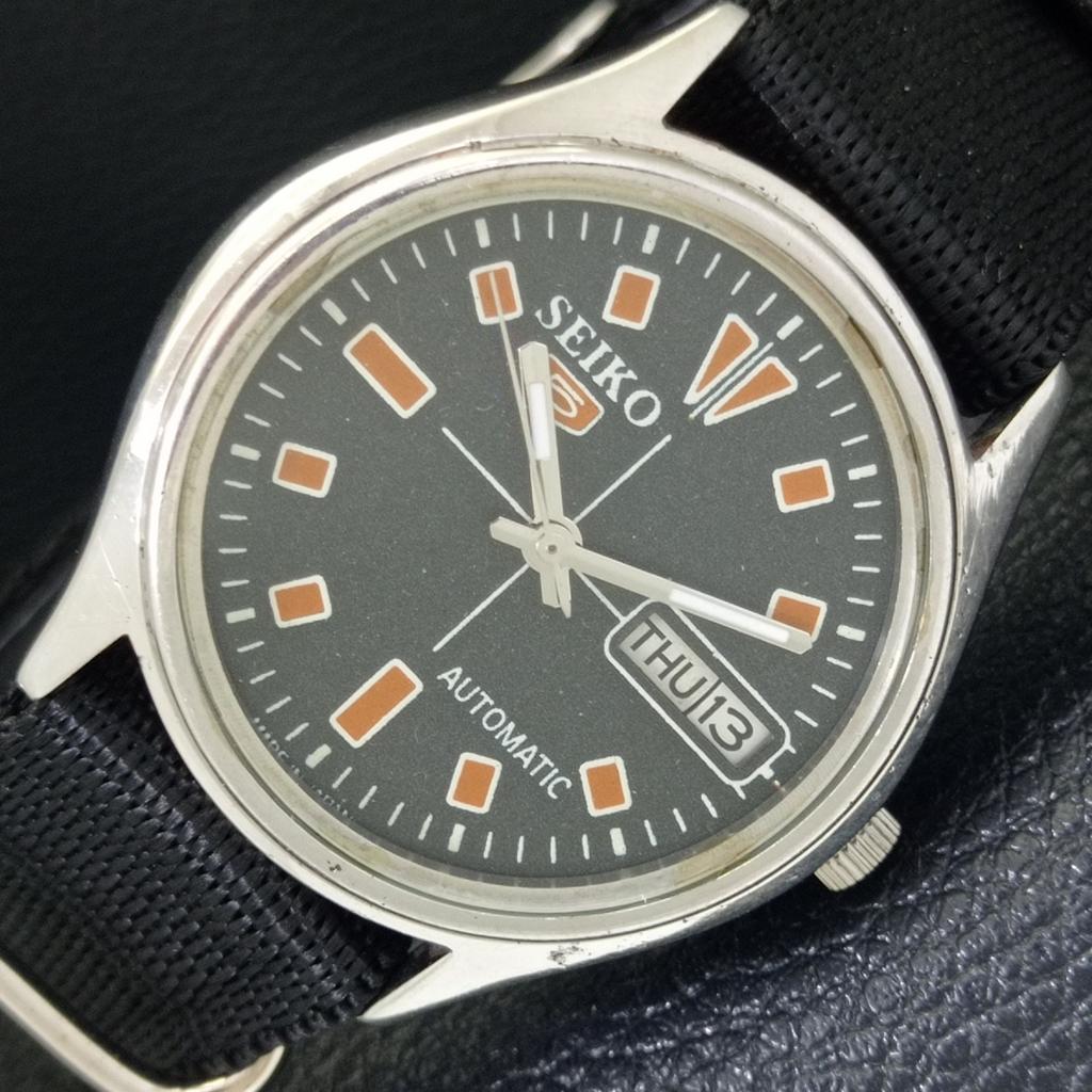 

VINTAGE SEIKO 5 AUTOMATIC JAPAN 6309A MENS BLACK COLOR DIAL WATCH a702724-1 R210-a702724