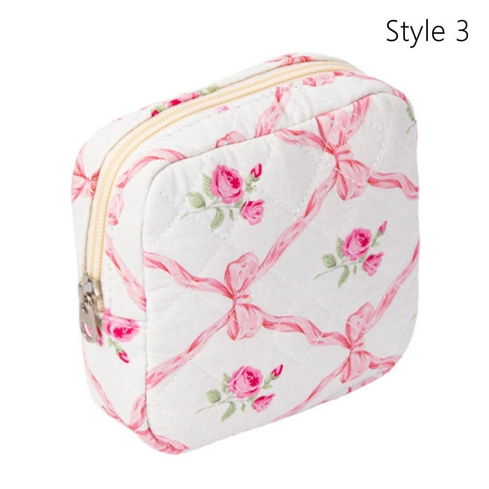 

Flower Cartoon Design Sanitary Napkins Bag Compact & Portable Zipper Closure Storage Pouch Multipurpose Coin Purse