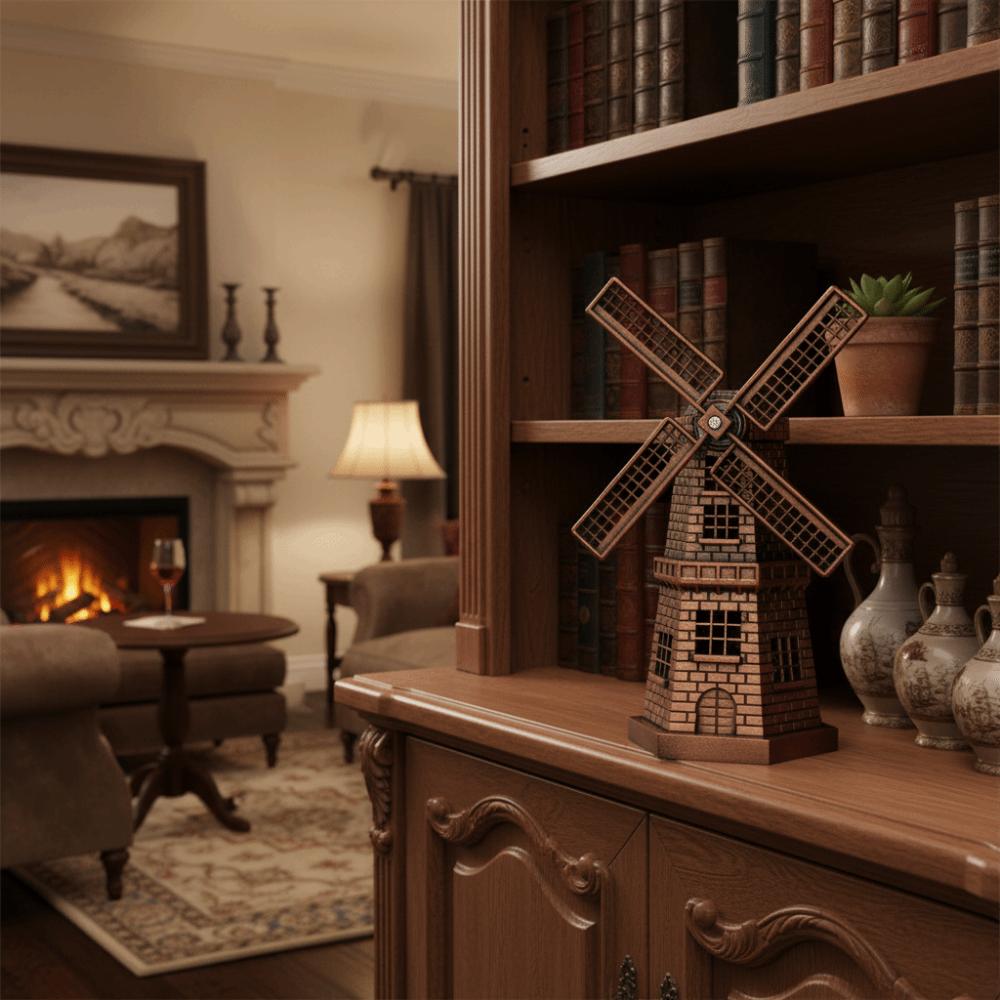 1pcs Red Bronze Windmill Model Handicraft Design Windmill Ornament Windmill Decor  Home Office