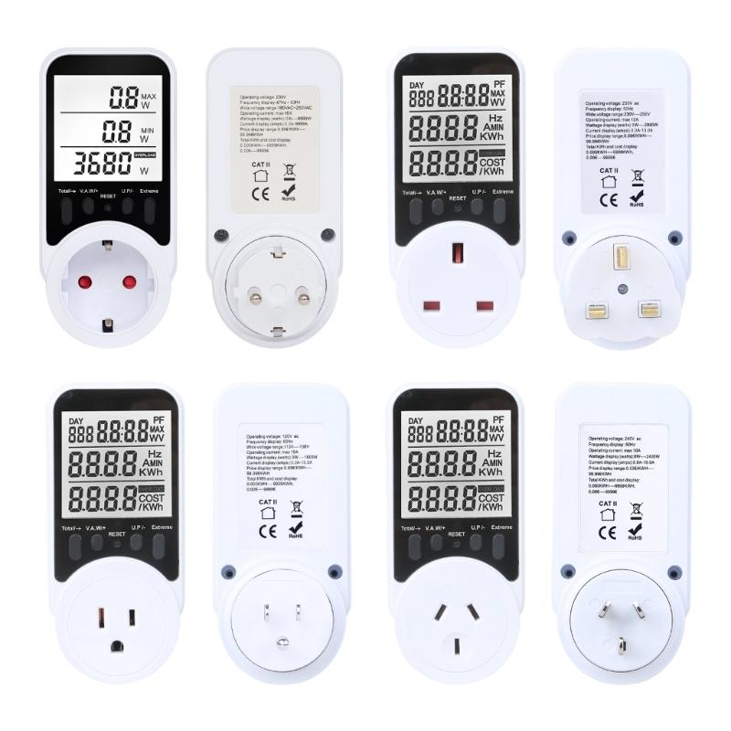 Digital Voltages Wattmeter Power Meter Consumption Watt Energy Sockets 230V Electricity Fees Analyzers Monitors