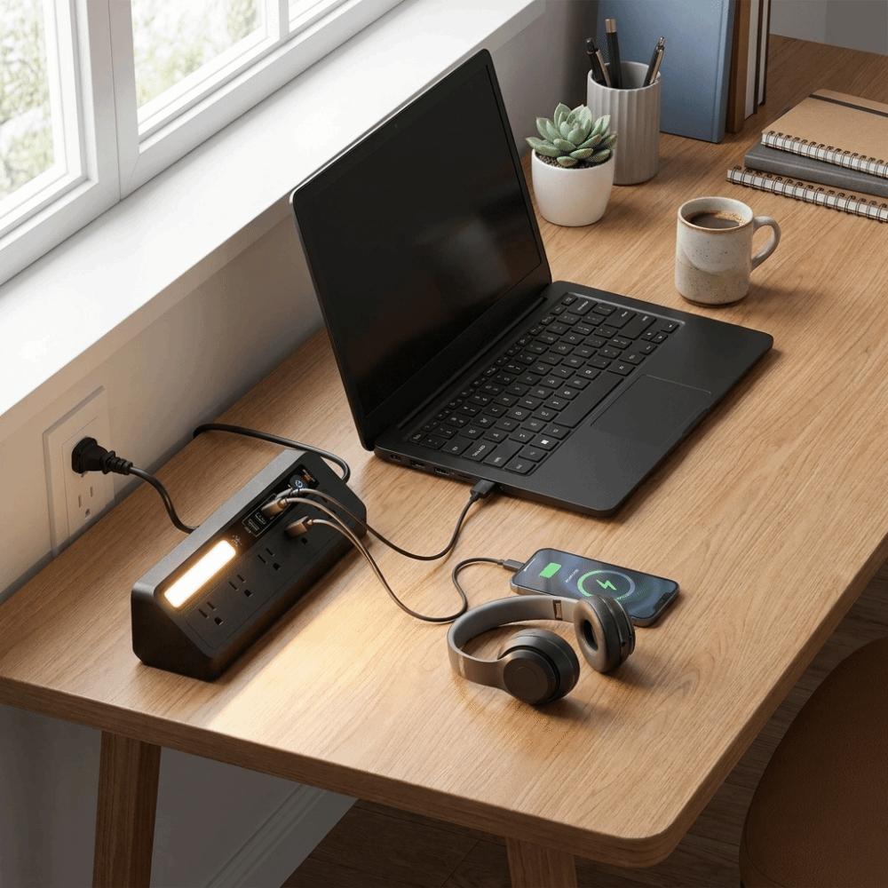 3 Color Desktop Charging Strip Touch Activated USB Charging Station  Dorm Tables