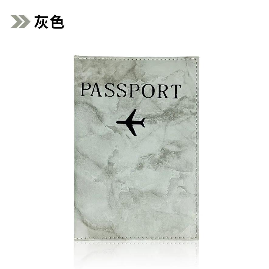 PU-Leder-Reisepasshülle Einfaches Flugzeug-Buchstaben-Druck Damen Herren Reise-Reisepass-Etui-Halter Mode Hochzeitsgeschenk