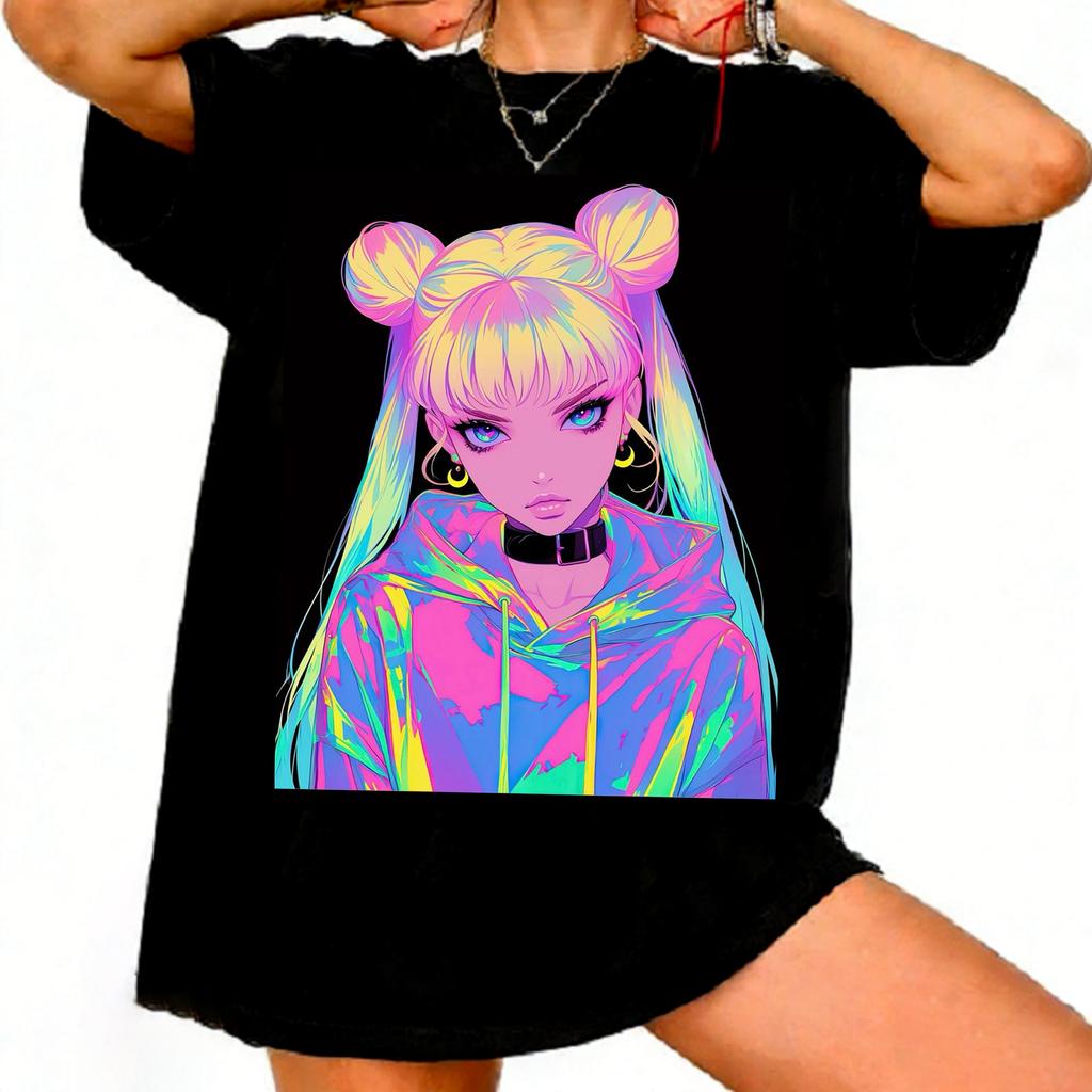 Sailor Moon Anime Retro 90s Printed Tshirt Unisexs and Womens Tshirt Unisexs Top Sports Tshirt 2026 Summer New Tee