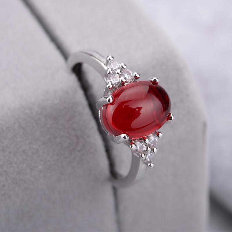 Natural Hetian Jasper & Red Corundum Adjustable Gemstone Ring for Women