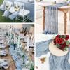 6Pcs Dusty Blue Cheesecloth Table Runners Wrinkled Cheese Cloth for Weddings Birthday Party Baby Shower Dining Table Decorations