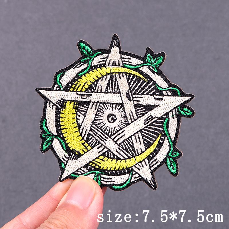 Punk Skull Embroidery Patch Iron On Patches For Clothes Landscape Embroidered Patches For Clothing Hip Hop Patch Stickers Badges