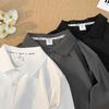Minimalist Solid Color Turn-down Collar Short Sleeve Polo Shirt for Men Business Summer Casual Ins Versatile Commuter Half Sleeve T-shirt Top