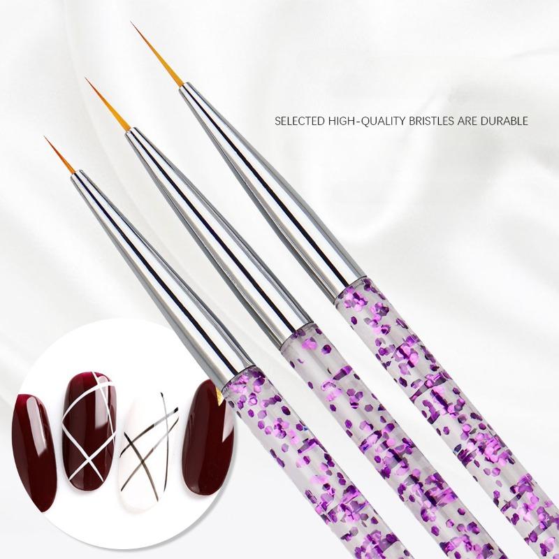 Three Acrylic Exquisite Sequin Rod Pull Line Pen Flower Drawing Hook Line Tool Painting Nail Art Pen