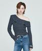 INSTANTFUNK Frill Off-Shoulder Knit - Blue