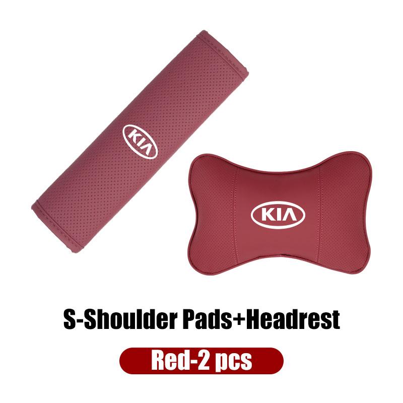 AAOI1 Car Leather Headrest Neck Pillow Seatbelt Shoulder Protection Pad Accessories For KIA K5 K2 Rio Optima Sportage Venga Sorento