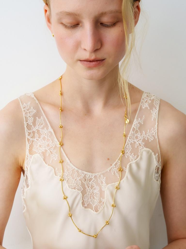 Love Me Monster Two Ball Link Chain Long Necklace (L261Mnk150)