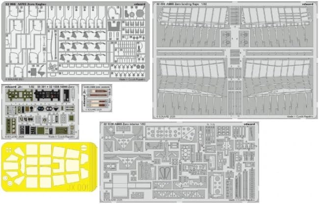 Eduard Big Ed A6M5 Zero Fighter Parts Set Plastic Model Kit Parts EDUBIG33168 1/32 (for Tamiya) (Airplane)