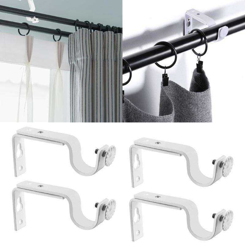 4pcs Portable Sturdy Adjustable Curtain Rod Holders Fit Rod Extending Home Accessory for Various Room Daily Use