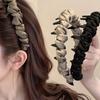 Romantic Gypsy Satin Wrapped Tooth Comb Headband Simple Fashion Fluffy High Cranium Top Show Face Small Headband Headband