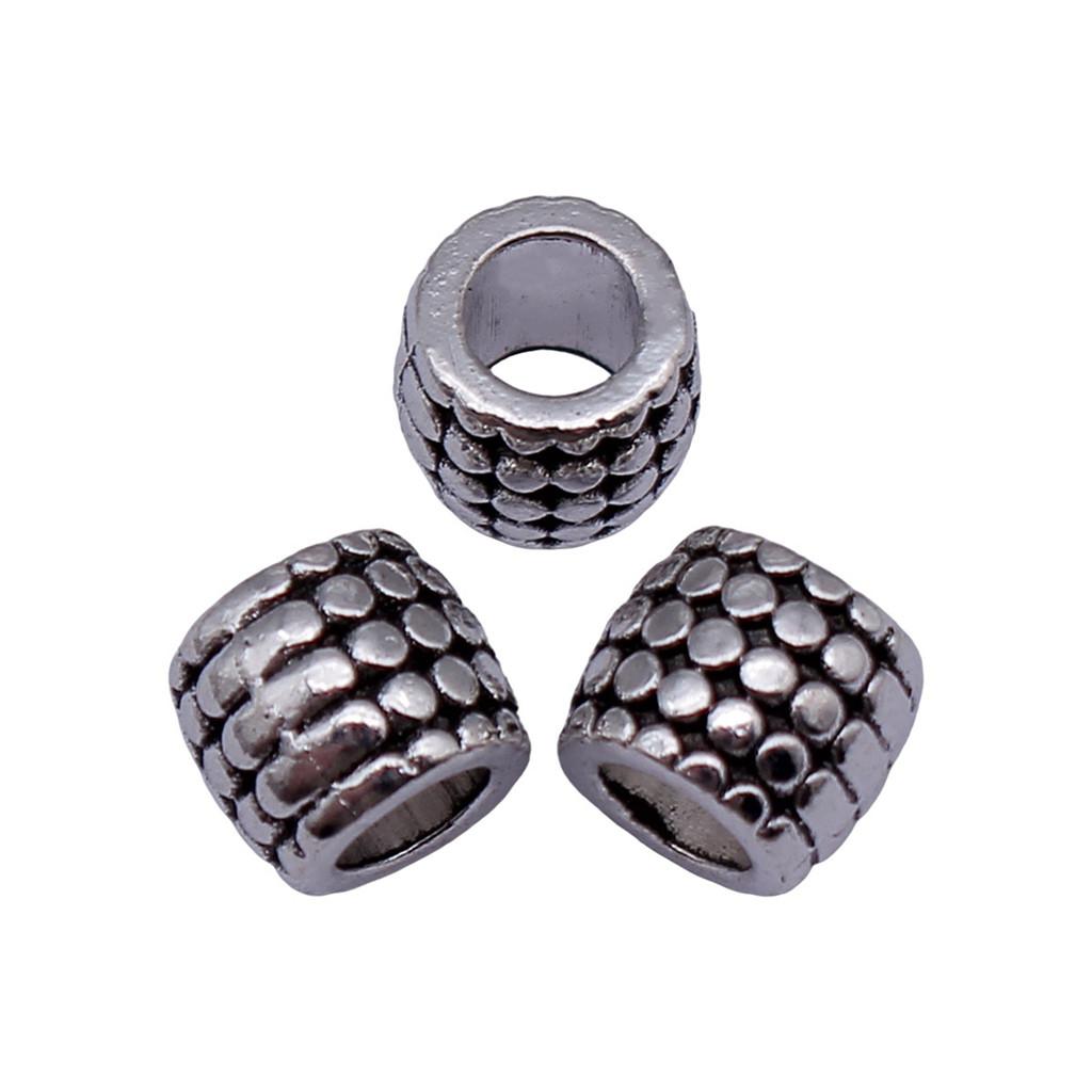 Vintage Floral Pattern Cylinder Beads Antique Style Large Hole Spacers For DIY