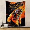 Racing Driver In Orange Suit Helmet Design Patterned Tapestry for Bedroom and Living Room Home Decor Sofas