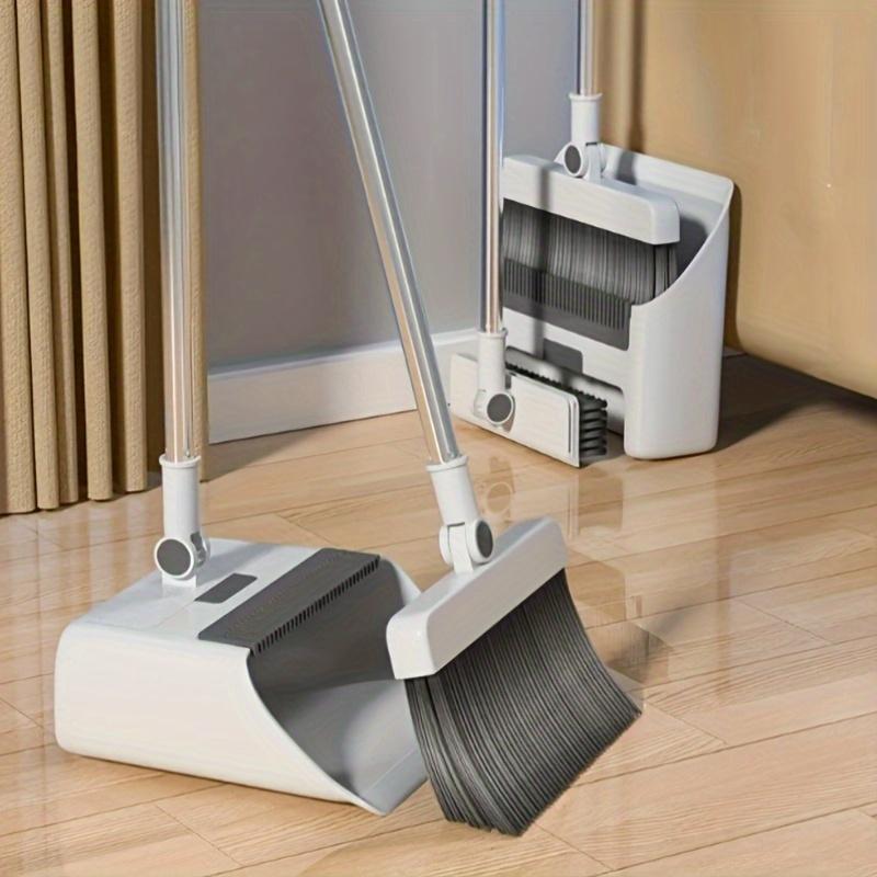 Durable Broom And Dustpan Set Non-Stick Hair Design Heavy Duty Cleaning Tools For Home Floor Kitchen Multi-Surface Use With Thickened Handle