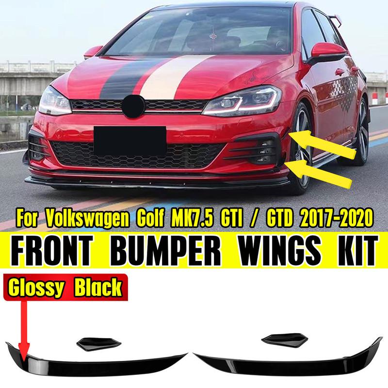 High Quality Car Front Bumper Side Canards Lip Spoiler Splitter Trim For Volkswagen For VW Golf MK7.5 GTI 2017-