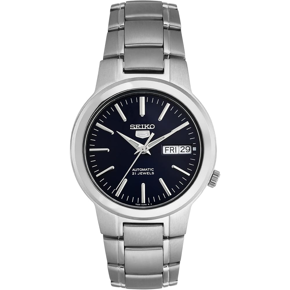 Seiko 5 Automatic Men s Watch Blue Dial Day-Date Calendar Metal Bracelet SNKA05K1