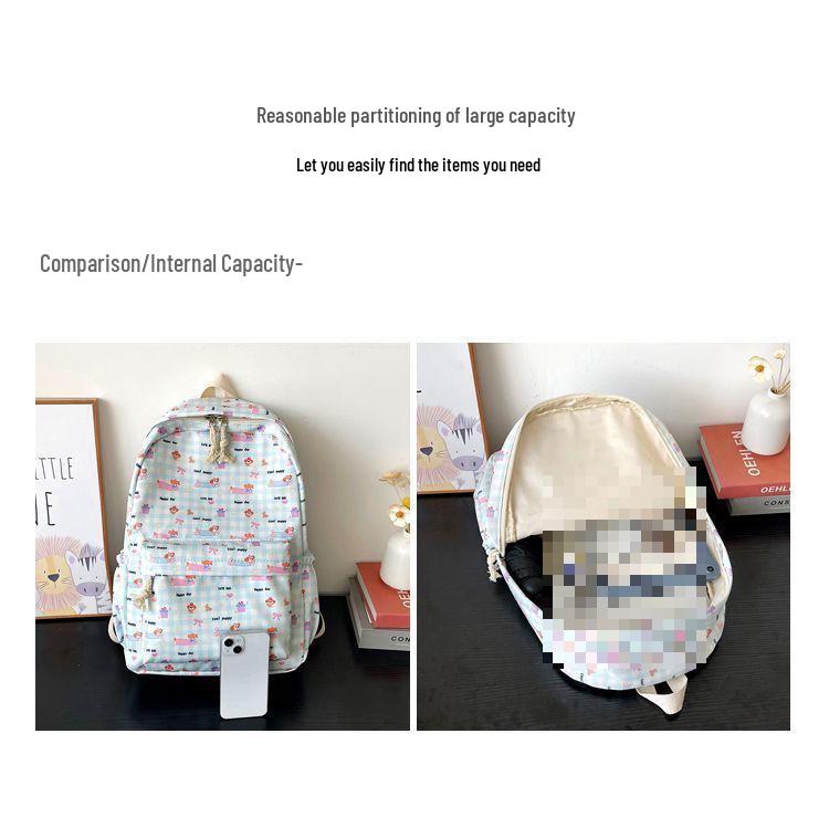 Niedlicher Rucksack im japanischen Stil mit Welpen- und Katzenmotiv für Schülerinnen – Perfekt für die Schule oder Universität