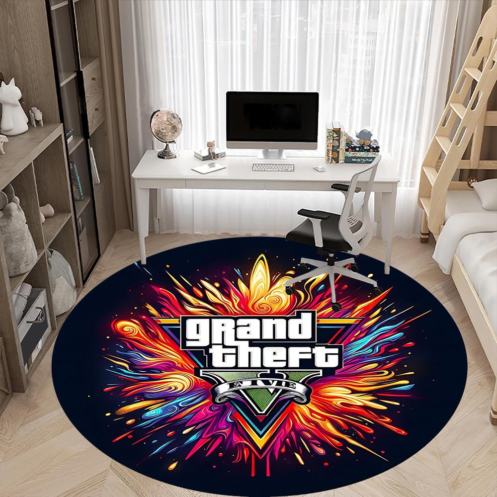 GTA V Office Round Area Rug,  Under Office Chairs Bedroom Living Room Home Decor a0908146