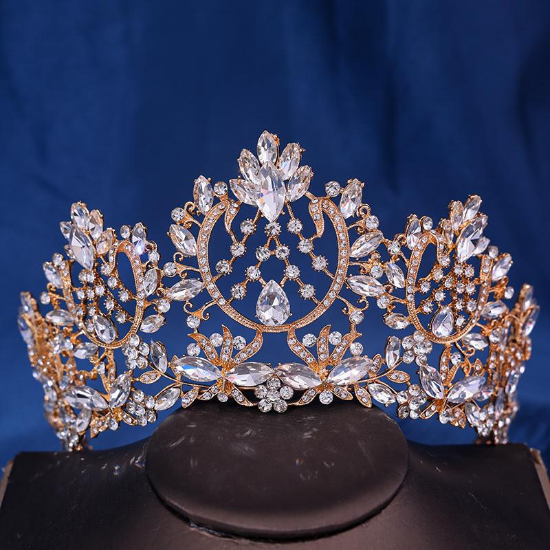 Barock Vintage Prinsessa Drottning Brudkrona Huvudsmycke Kristalltiara För Kvinnor Bröllopskrona Hårklänningstillbehör Smycken